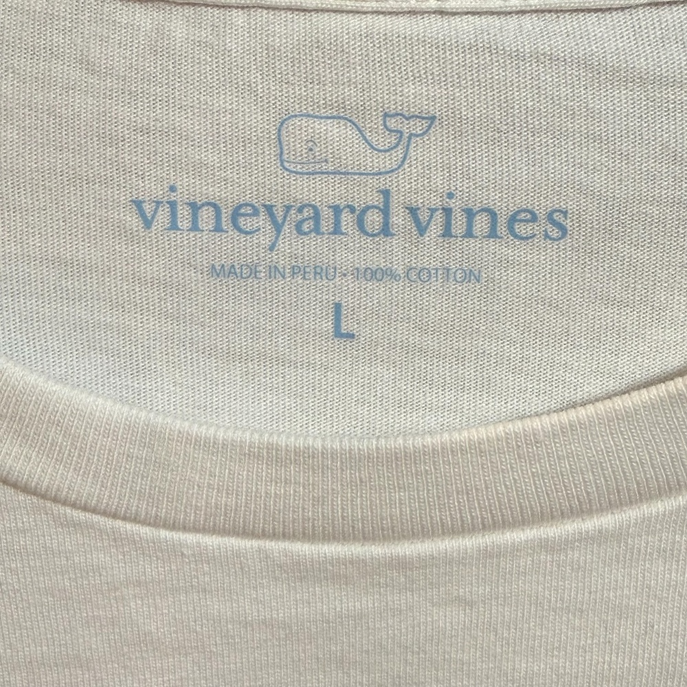 Vineyard Vines Cream Men’s Short Sleeve Tee with Pink Logo NWT to - Picture 2 of 15